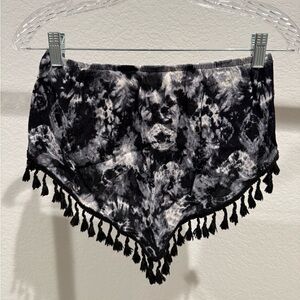 Women's Black and Gray Tie-Dye Top